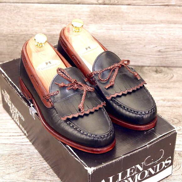 * NEW * $295 Allen Edmonds WOODSTOCK Loafer 7 D Black / Brown * add $15 Trees